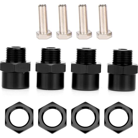 Adaptateur de conversion hexagonal de roue 12 mm vers 17 mm pour voiture RC Sakura D4 HSP 94123 1/10 (noir)