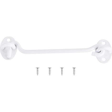 Verrou de porte de grange à crochet et œillet de 148 mm en acier inoxydable pour fenêtre, cabine, porte coulissante,blanc (1/5)