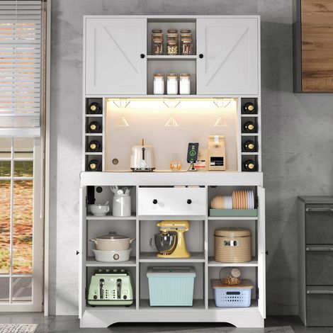 Meuble de cuisine haut 105 x 40 x 180 cm en MDF blanc HAVRYA (1/5)