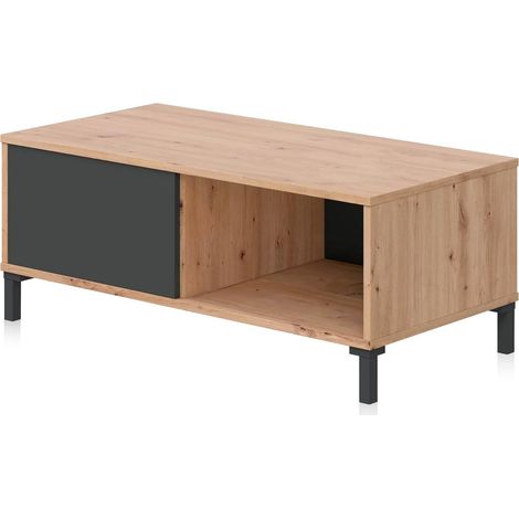 Tavolino Da Caffè Con Vano Aperto e Chiuso Tavolo Basso Design Soggiorno Salotto Arredo Casa Stile Industriale Moderno Beira 40 x 100 x 50 cm Rovere e Grigio Antracite