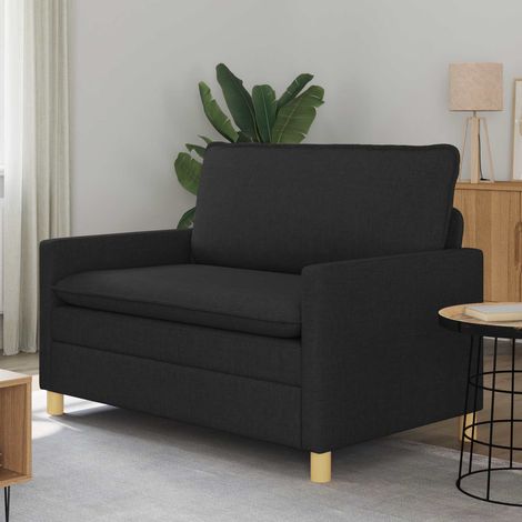 Canapé 2 places en tissu noir avec cadre en métal, 126 x 81 x 87,5 cm - PANGIVO (1/5)