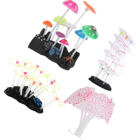 Ensemble de décoration pour aquarium : corail lumineux en silicone, ornements lumineux pour aquarium. (1/5)