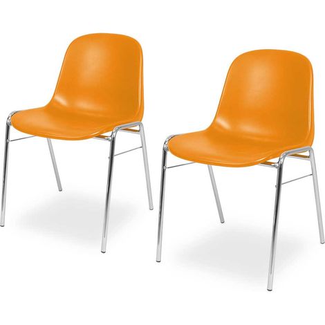 BRB 2 Kunststoffschalenstühle, verchromtes Untergestell, BxTxH 495x520x770 mm (orange) (1/2)