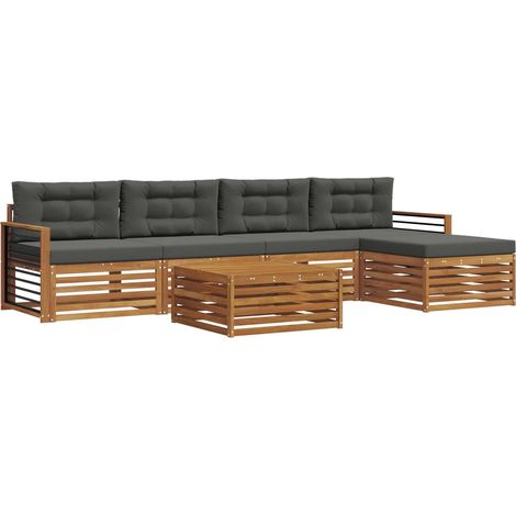 Outdoor-Sofagarnitur mit Kissen 6 pcs Natur und Anthrazit vidaXL (1/5)
