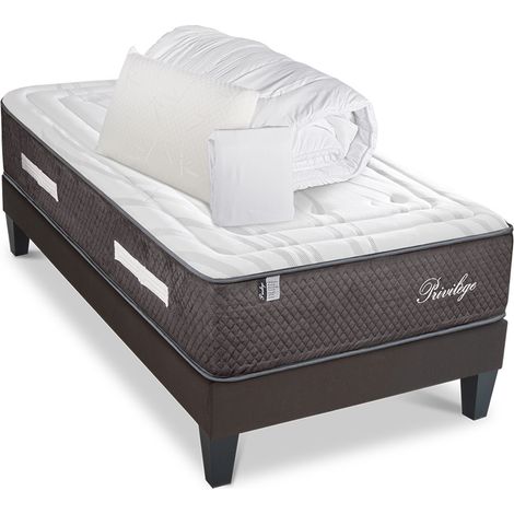 BELLECOUR LITERIE Pack anti punaise PRIVILEGE 90x190 cm Matelas + Sommier + Accessoires (1/5)