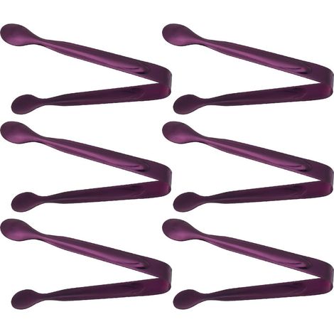 MINKUROW Pinze Per Gelato Pinze Per Servire In Acciaio Inossidabile Pinze Per Grigliate Pinze Da Cucina Pinze Per Zucchero Pinze Per Biscotti Per Alimenti Per Bar In Casa 6 Pezzi (Viola) (1/4)