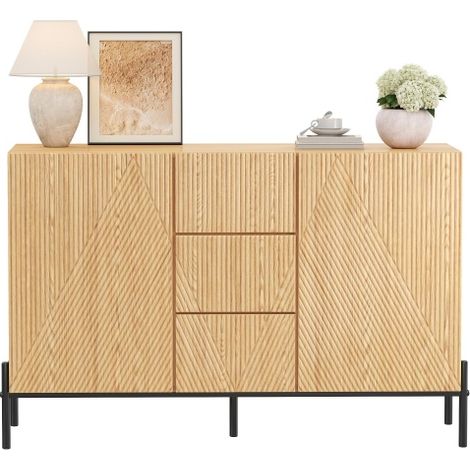 Buffet géométrique portes doubles tiroir central pour salon