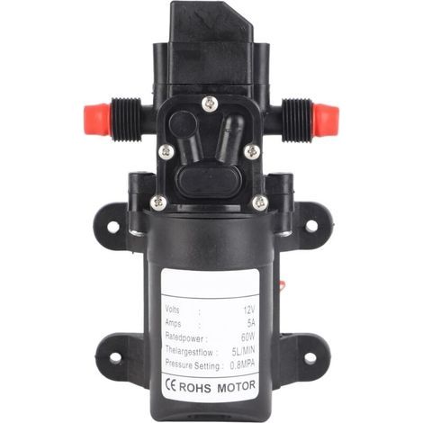 Pompe à eau auto-amorçante DC 12V 60W – Débit 5L/min – Pression 116Psi – Hauteur d'aspiration 1,5m – Pour nettoyage et systèmes solaires (1/5)