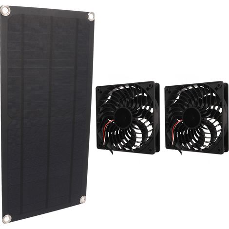 Kit de ventilateur solaire monocristallin en silicone, mini ventilateur d'extraction solaire étanche pour rafraîchir niches pour chiens, poulaillers, serres, 10 W, 18 V (1/5)