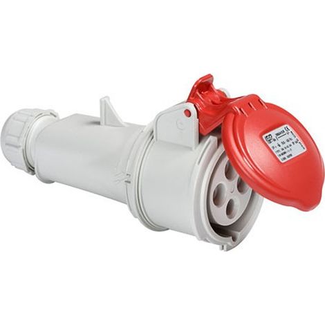 IDE – Prise femelle triphasée 3P+T 16A IP67 – Résistante aux chocs IK08 – Raccordement par borne à vis – Pour câbles jusqu'à 6 mm²