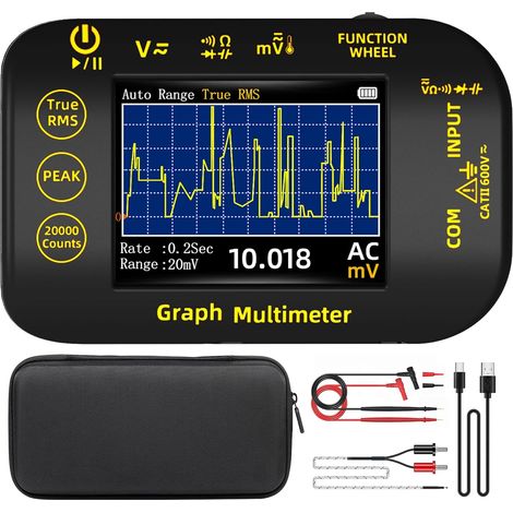 BSIDE Multimètre Numérique 20000 Comptes avec Mode Enregistrement Multimètre de Poche Rechargeable TRMS 1000V avec Écran Couleur et Support, Mesure Tension Millivolt AC Peak Capacité Température (1/5)