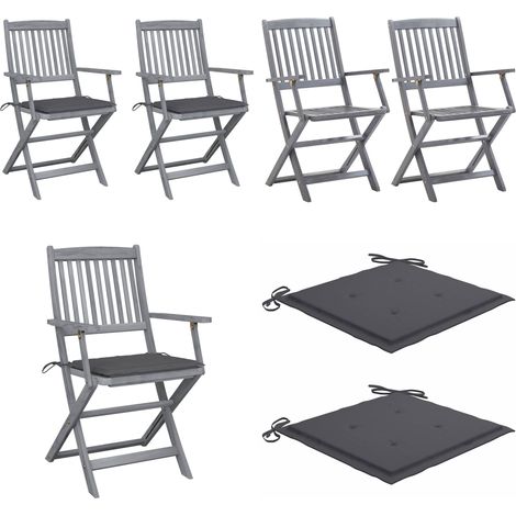 Chaises pliables d'extérieur lot de 2 et coussins Bois d'acacia - Chaise De Jardin - Mobilier De Jardin - Chaise Pliante - Acacia - Terrasse - Home & Living (1/5)