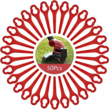 Lot de 50 Lames compatible pour Ferrex Aldi Far 20 i Coupe Bordure, lames de rechange pour Coupe Bordure sans fil Ferrex L95（13×8mm rouge） (1/3)