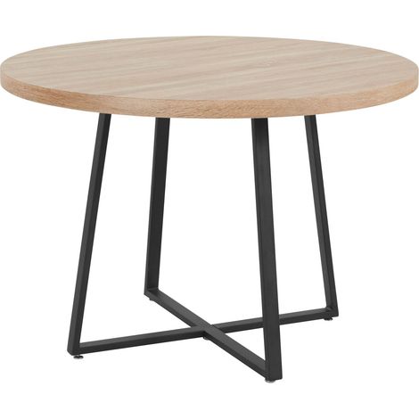 Anja-Table à manger ronde 110 cm en MDF chêne et pieds en métal noir (1/2)