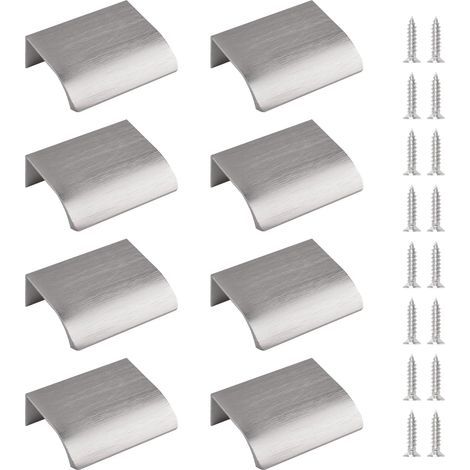 CCYKXA Finger Side Pull, 8pcs Hidden Handle Modern Style Drawer Handle, Invisible Handle Aluminum Alloy Cabinet Hardware Drawer Cabinet Handle, 50mm / Brushed Nickel (1/5)