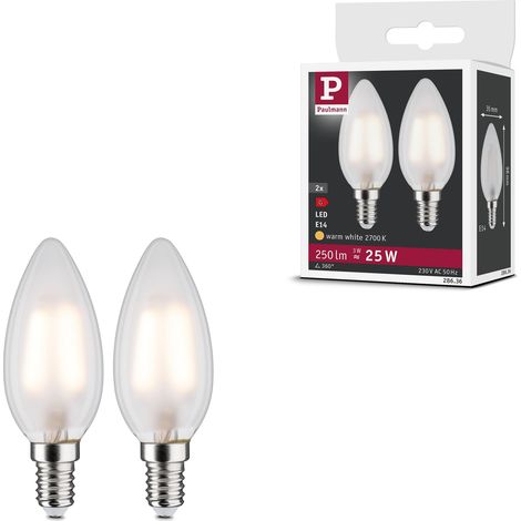 Lampe LED Bougie 2x3W ampoule dépoli poire éclairage 2700 K E14 (1/5)