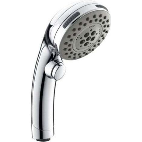 [JAMAIS UTILISÉ] Pommeau de Douche Chromé avec Bouton Stop Douchette à Main 5 Jets au Choix Pomme de Douche Picots Anticalaire Type Universel (1/4)