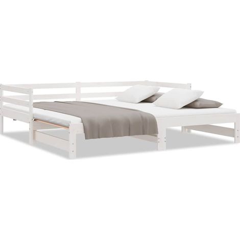 Maison Exclusive - Ausziehbares Tagesbett Weiß Massivholz Kiefer (1/5)