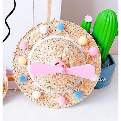 (rose)chapeau De Soleil En Paille Pour Petit Animal De Compagnie, Joli Chapeau De Costume Pour Chiens, Chiots, Mini Chapeau De Protection Contre