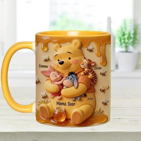 Gigante GmbH - Mug personnalisé jaune à accent - Motif ours jaune - 325 ml