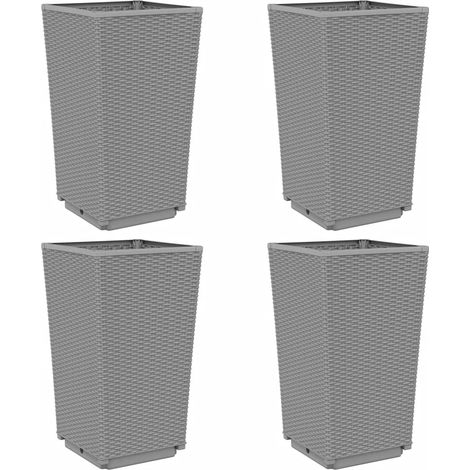 Fioriera rialzata per piante fiori giardino patio set da 4 trasparente 32,5 x 32,5 x 57 cm polipropilene grigio 020039115
