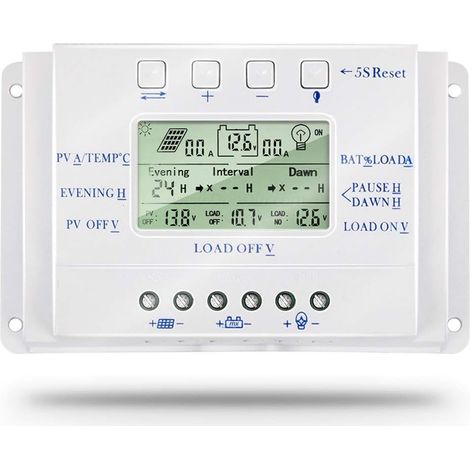 10A Régulateur de Charge Solaire 12V/24V Tension D'identification Automatique Régulateur D'intelligence de Panneau Solaire avec Écran LCD - T10 (1/5)
