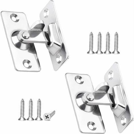 Pestillos de puerta de 90 grados, 2 piezas, pestillos de seguridad angulares de acero inoxidable para puertas correderas/empujadoras, acabado níquel satinado. (1/4)