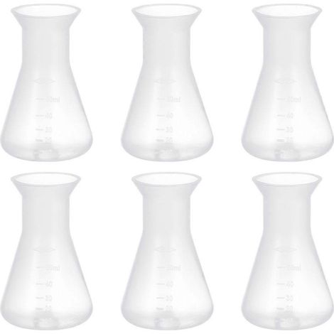 Ensemble de 6 pièces comprenant un pichet à eau, un flacon Erlenmeyer en verre de 500 ml et un bécher en plastique pour la chimie et les sciences.-8X5X5CM (1/3)