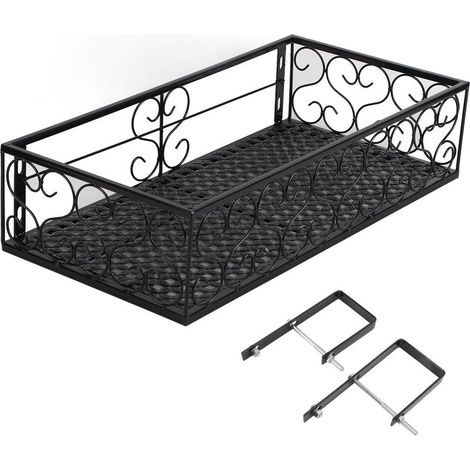 Support de fleurs de balcon suspendu pour pot de fleurs, clôture en fer forgé, rebord de fenêtre intérieur, étagère succulente, adaptée aux garde-corps de 6,5 cm (1/5)