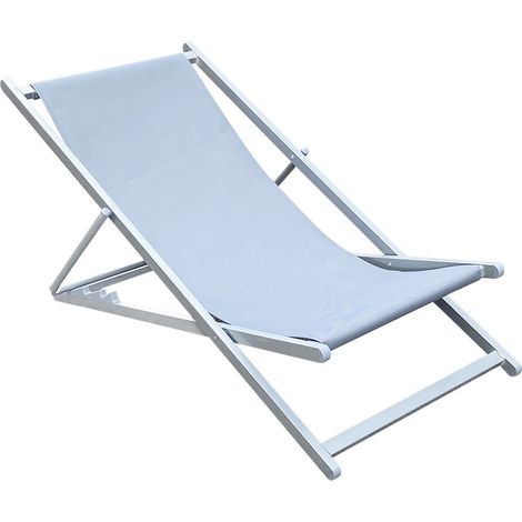 Chaise longue plage MATERA 3 Positions Pliable Structure en Fer et Tissu Oxford Couleur: Gris