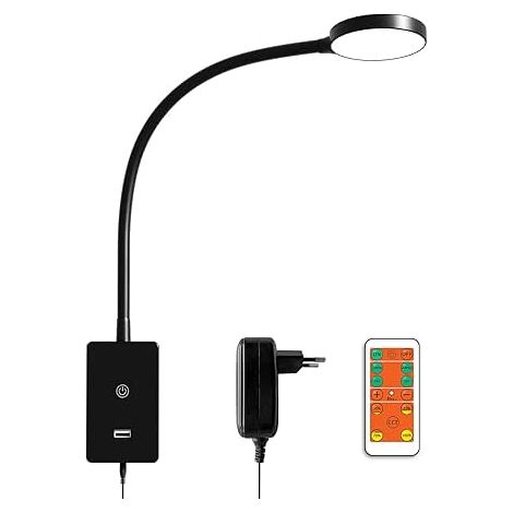 Lampe liseuse murale LED dimmable avec télécommande – Éclairage réglable 3000K/4000K/5000K – 360 lumens – Port USB pour recharge rapide (1/5)