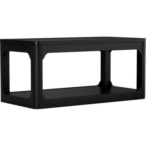 Tavolino da caffè nero 100 x 50 x 44,5 cm in MDF con doppio ripiano (1/5)