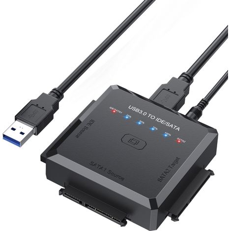 Adaptateur USB 3.0 vers SATA/IDE pour disques durs 2.5"/3.5", clonage et sauvegarde rapide (1/5)