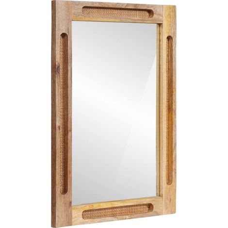 Espejo de baño Marrón 50 x 2,5 x 70 cm Madera de mango maciza vidaXL