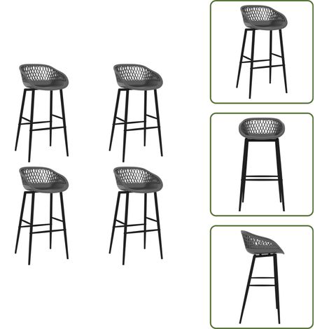 Chaises de bar lot de 4 gris - Chaise De Bar - Tabouret De Bar - Chaises De Cuisine - Mobilier De Bar - Set De Chaises (1/5)