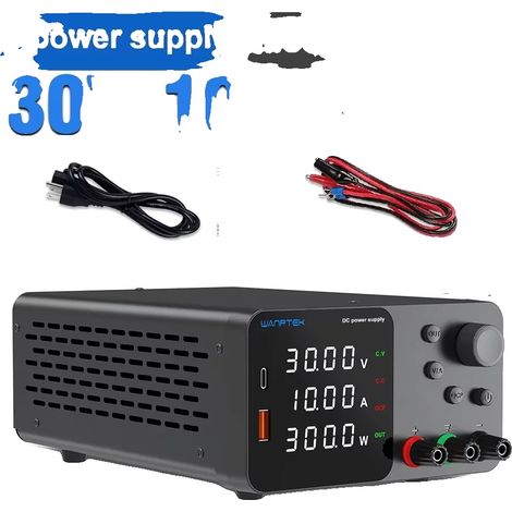 Fuente de alimentación, salida ajustable, diseño fácil de usar, TPS 30V 10A 300W, enchufe europeo de 220V (1/2)