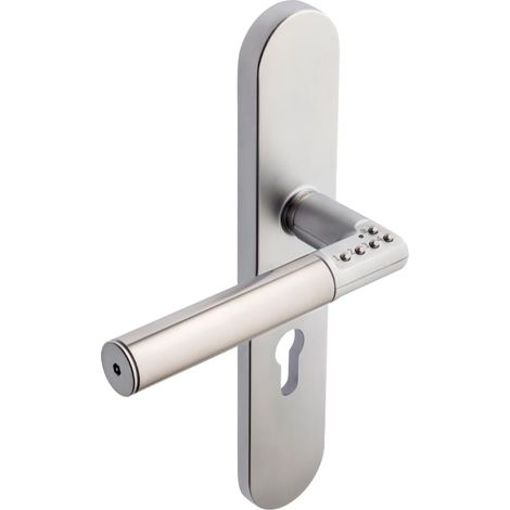Poignée de Porte à Code Électronique sur Plaque - Version Main Droite - Portes Intérieures 35/80mm d'Épaisseur - Carré de 7mm - Verrouillage Automatique ou Manuel - Piles Fournies (1/5)