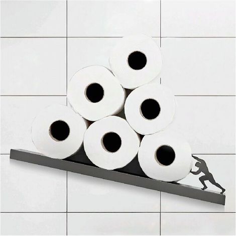 Portarrollos de papel higiénico de acero inoxidable Creative Hercules, caja de pañuelos para baño, soporte para accesorios de baño, 44 x 10 x 10 cm (1/4)