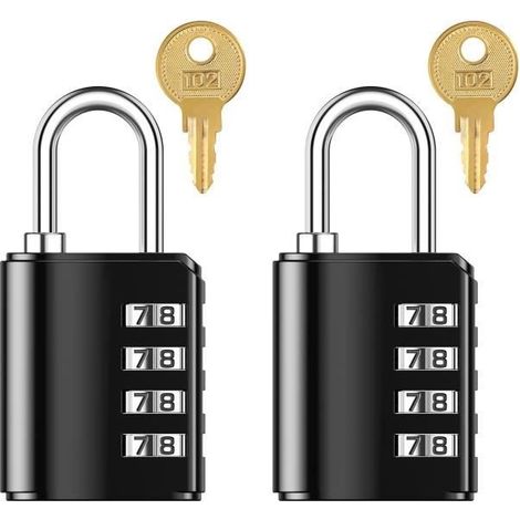 (Schwarz) Set mit 2 ORIA-Kombinationsschlössern – Passwortwiederherstellung – Schwarz (1/4)