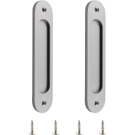 royaluxe-Lot de 2 poignées de porte coulissantes ovales en alliage d'aluminium mat avec vis pour porte de grange coulissante