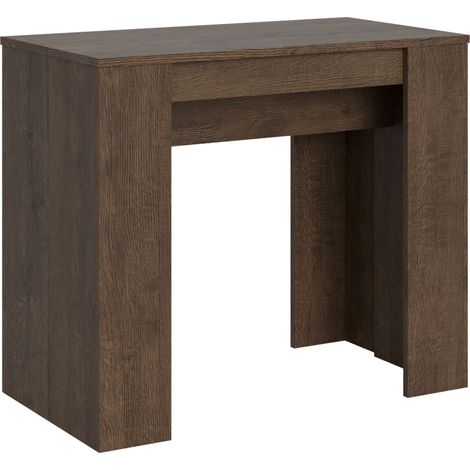 Console extensible 90x48-204cm en bois mélaminé – Design moderne – 3 rallonges – Système d'ouverture télescopique – Couleur noyer – Itamoby (1/5)