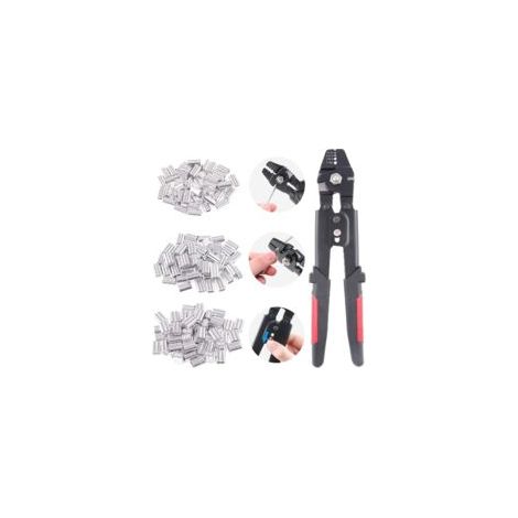 Set di pinze crimpatrici per funi metalliche fino a 2,2 mm con 180 pinze crimpatrici a doppio cilindro in alluminio da 1,2/1,5/2 mm - Crezuo