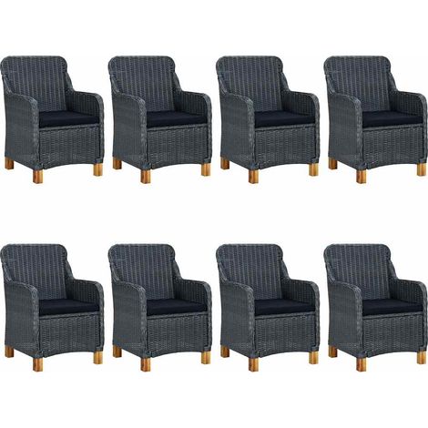Maison Exclusive - Set da Pranzo da Giardino 9pz e Cuscini Polyrattan Grigio Scuro (1/5)