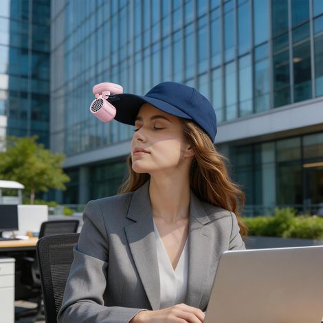 Ventilateur de Chapeau à Clip – Mini Portable USB,moteur silencieux à haute vitesse Rechargeable – Appareil Été ,Randonnée– rose (1/4)