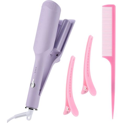 Fer à boucler rose de 32 mm, crée des boucles souples et rebondissantes, tenue longue durée, 4 réglages de température ajustables (1/5)
