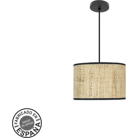 Colgante moda 1xe27 negro/cañizo oscuro regx30x30