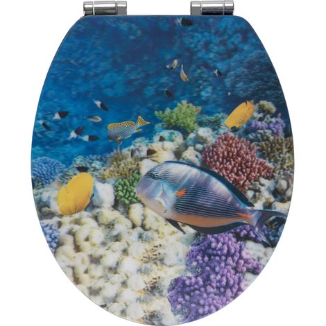 Wenko – Abattant WC amovible motif poisson – MDF durable – Fixation solide – Forme universelle 38 x 44,5 cm (1/5)