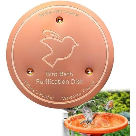 Disque de Bain d'oiseaux en Laiton à 99,99% avec Motif d'oiseau Volant, Disque pour Purification de l'eau pour Bains d'oiseaux, Bols et fontaines (1/4)
