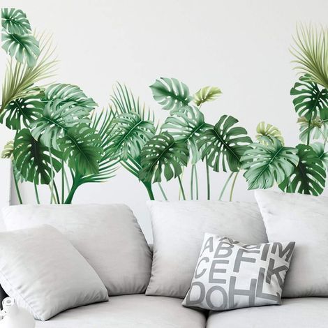 Stickers muraux à thème tropical, posters décoratifs muraux de plantes vertes, fresques murales autocollantes (1/5)