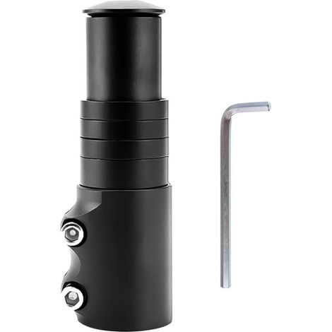 Rehausse Potence de Guidon Vélo VTT, Extenseur Réglable Rallonge Potence Velo en Alliage d'Aluminium Rallonge, pour Vélo de Route BMX Noir 28,6mm